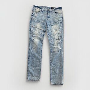 Y2K Southpole Skinny Men's Jeans 36X32 Blue Washed Stretch Skater Distressed